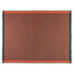 Handwoven Green and Orange Wool Throw By Cristian Zuzunaga, Spain 2022