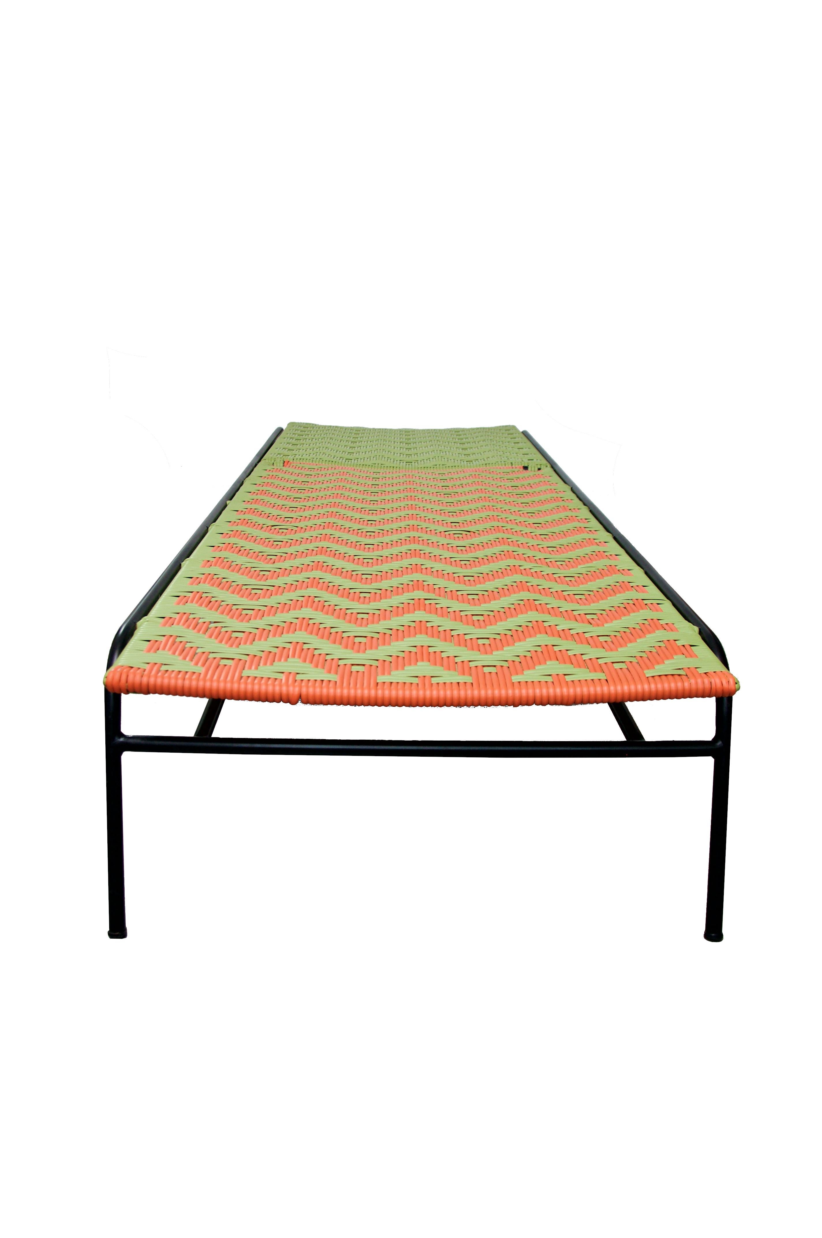 Modern Handwoven Green Sun Lounger Patio Furniture by Frida & Blu
