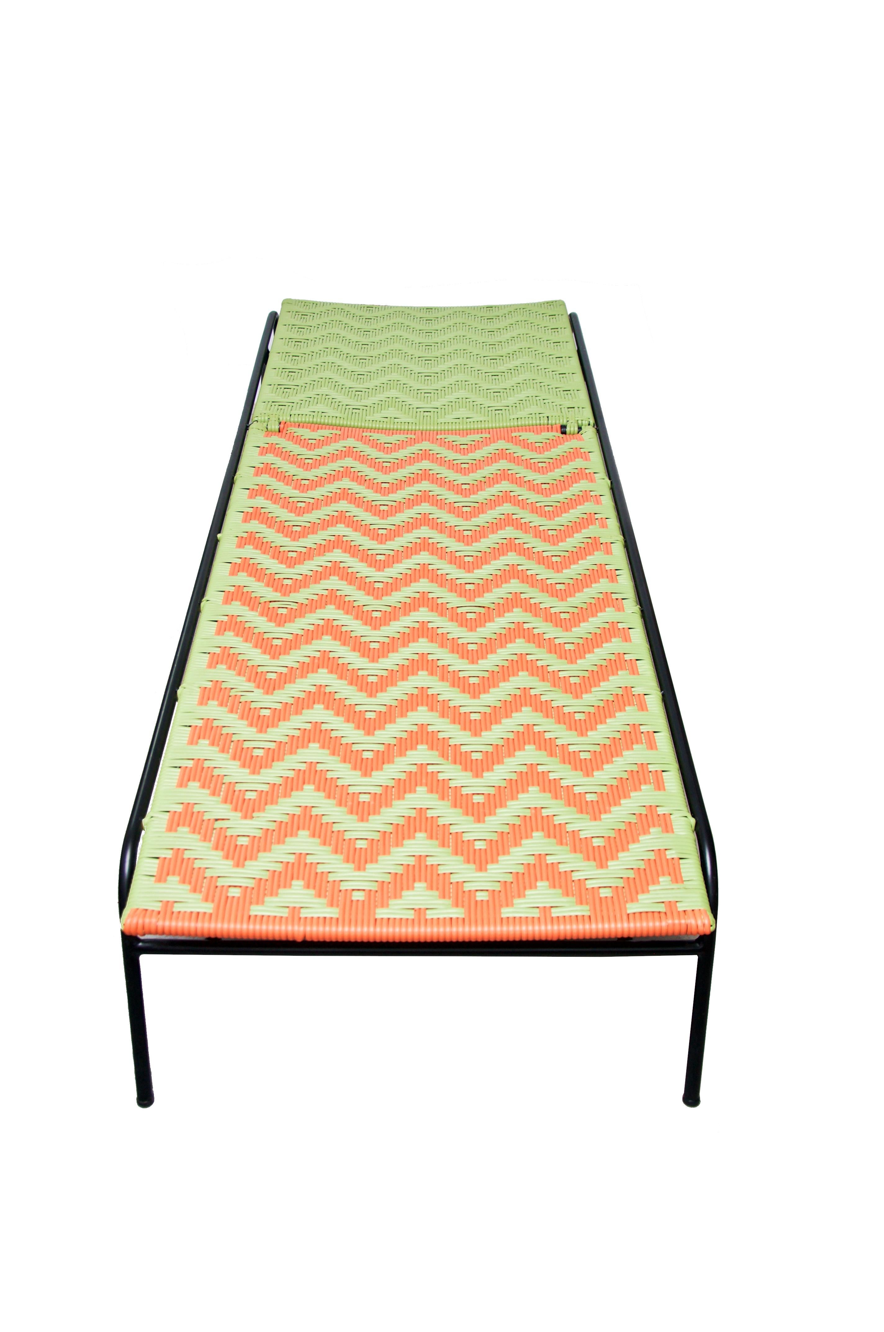 Indonesian Handwoven Green Sun Lounger Patio Furniture by Frida & Blu