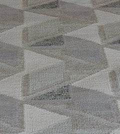 Handwoven Grey Swedish-Inspired Wool Flatweave Rug