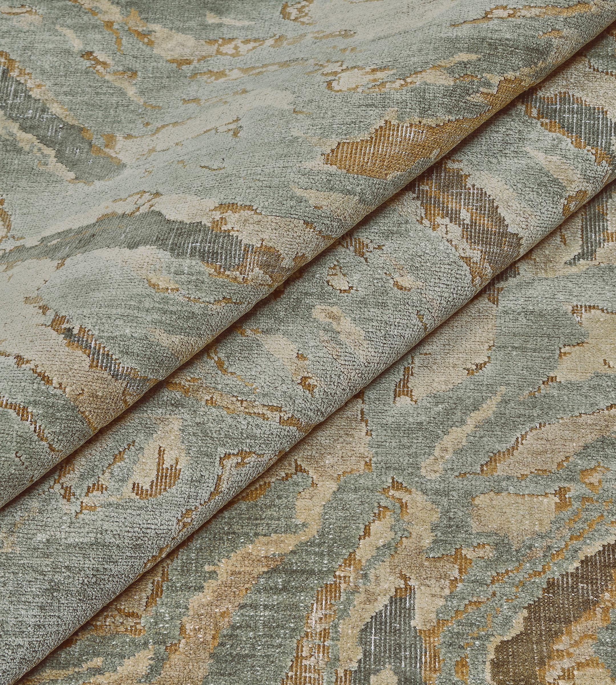 Tapis abstrait tissé à la main en laine High-Low en vente 4
