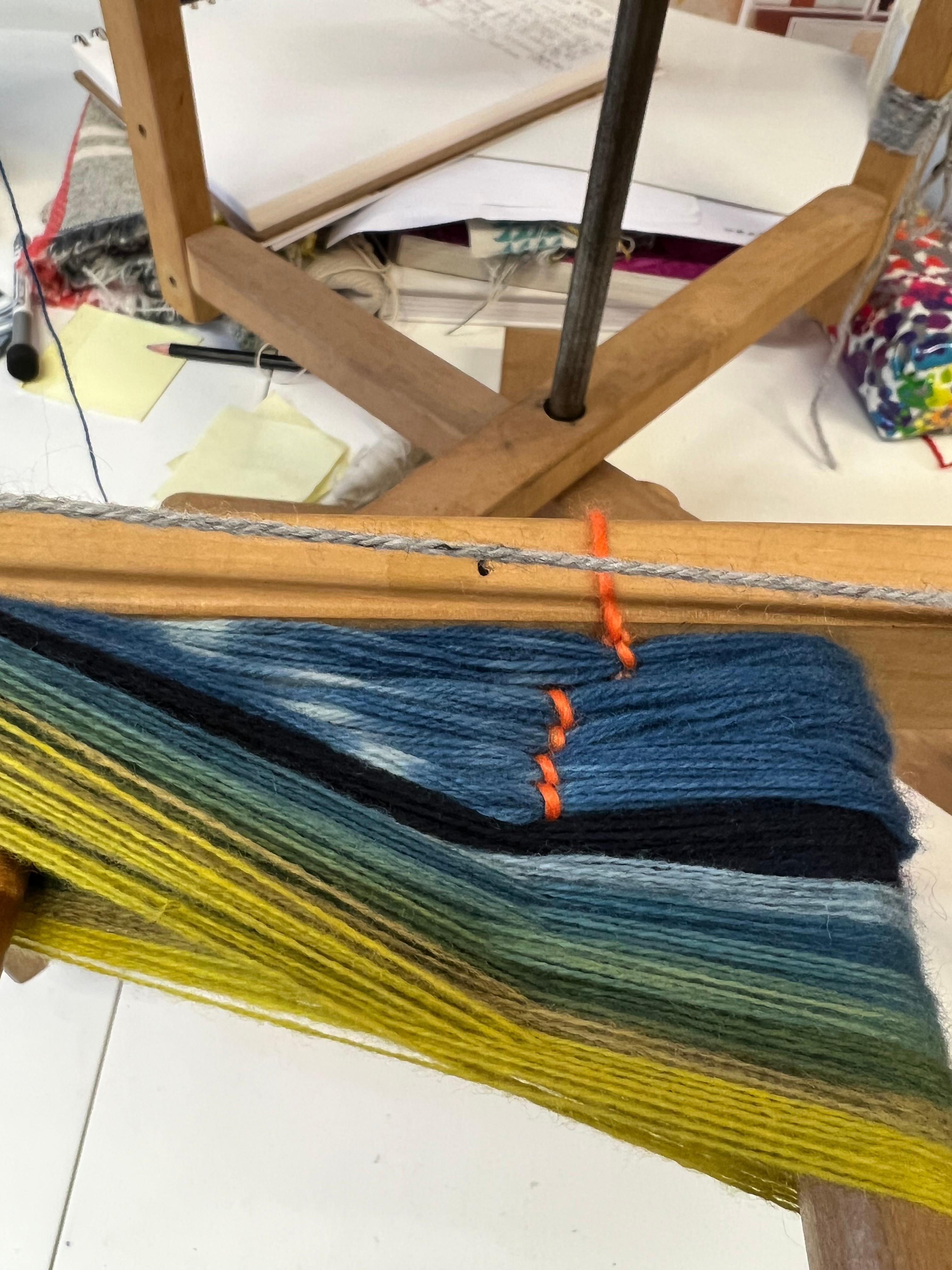 Handwoven  Ikat Natural Indigo & Plant Dyed Fringed Artwork For Sale 10