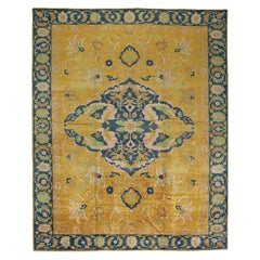 Handwoven Indian Agra Wool Area Rug with Traditional Floral Design, 12'4" x 15'4