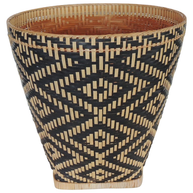 Handwoven Indian Basket in Black and Natural at 1stDibs