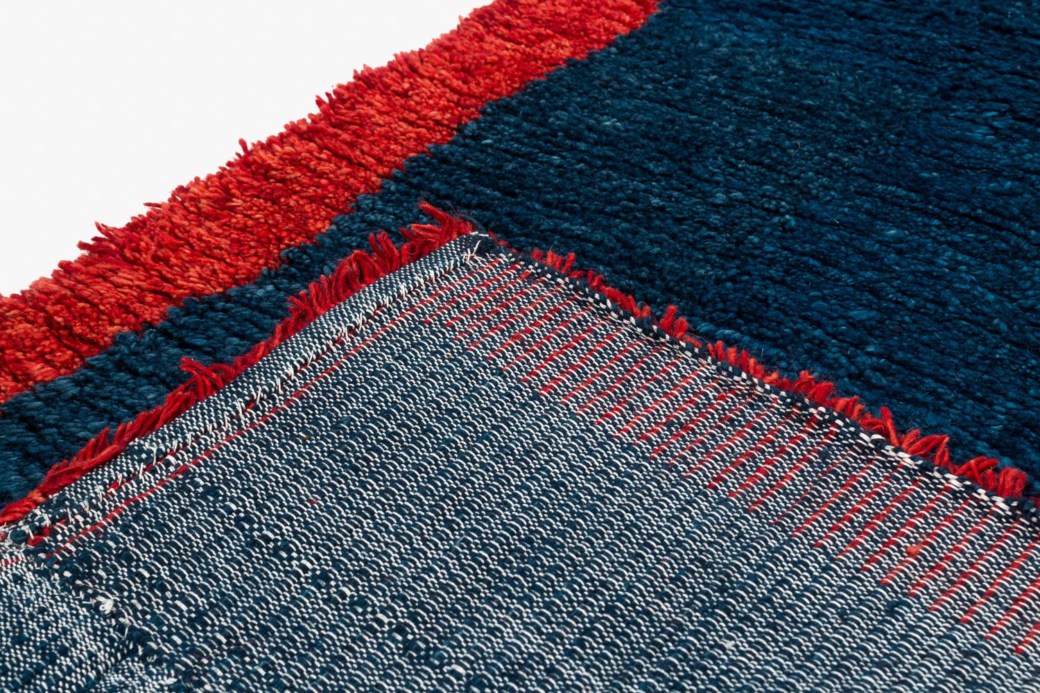 Handwoven Indigo Tibetan Rug In Excellent Condition In New York, NY