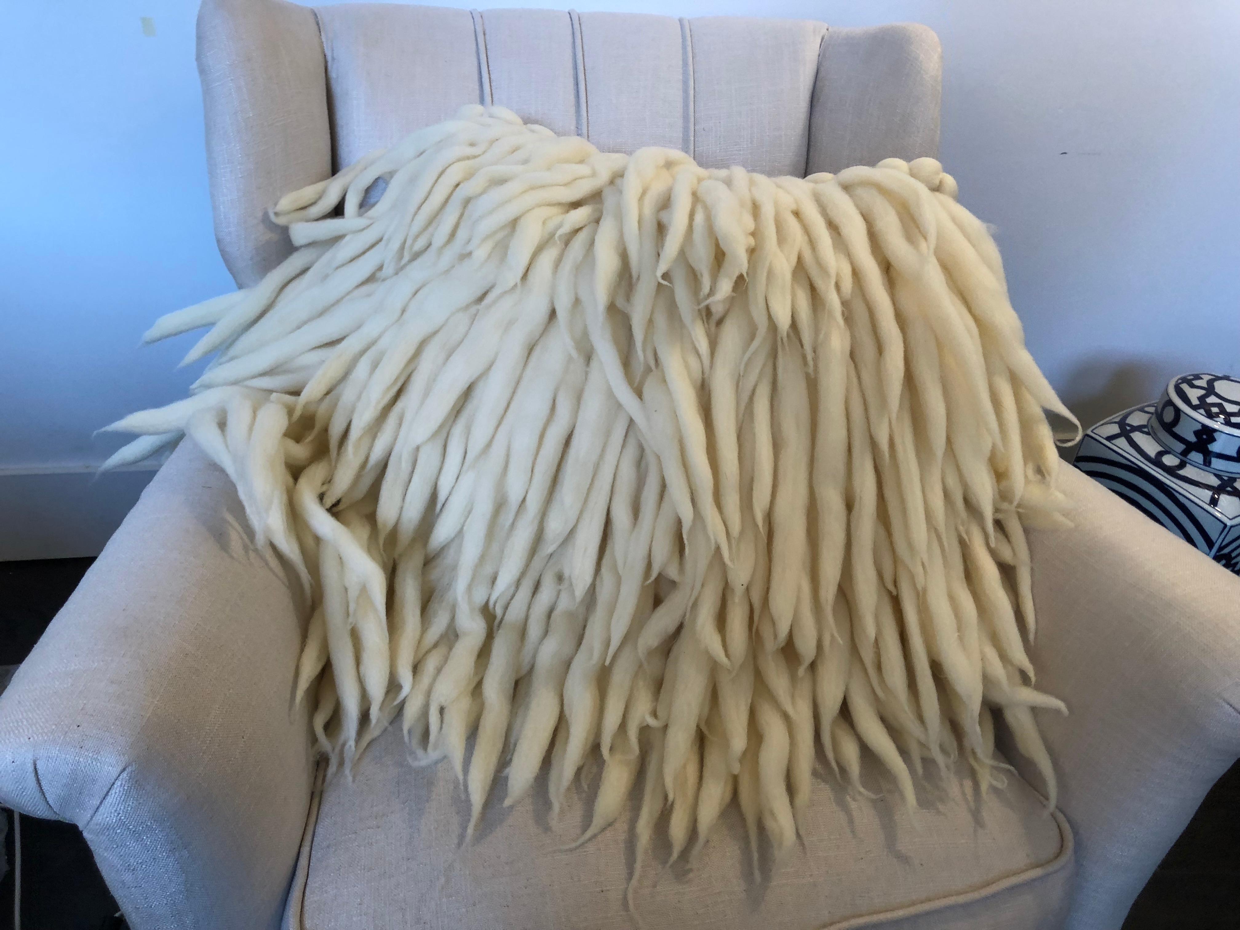 Modern Handwoven Italian Merino Wool Pillow by Le Lampade