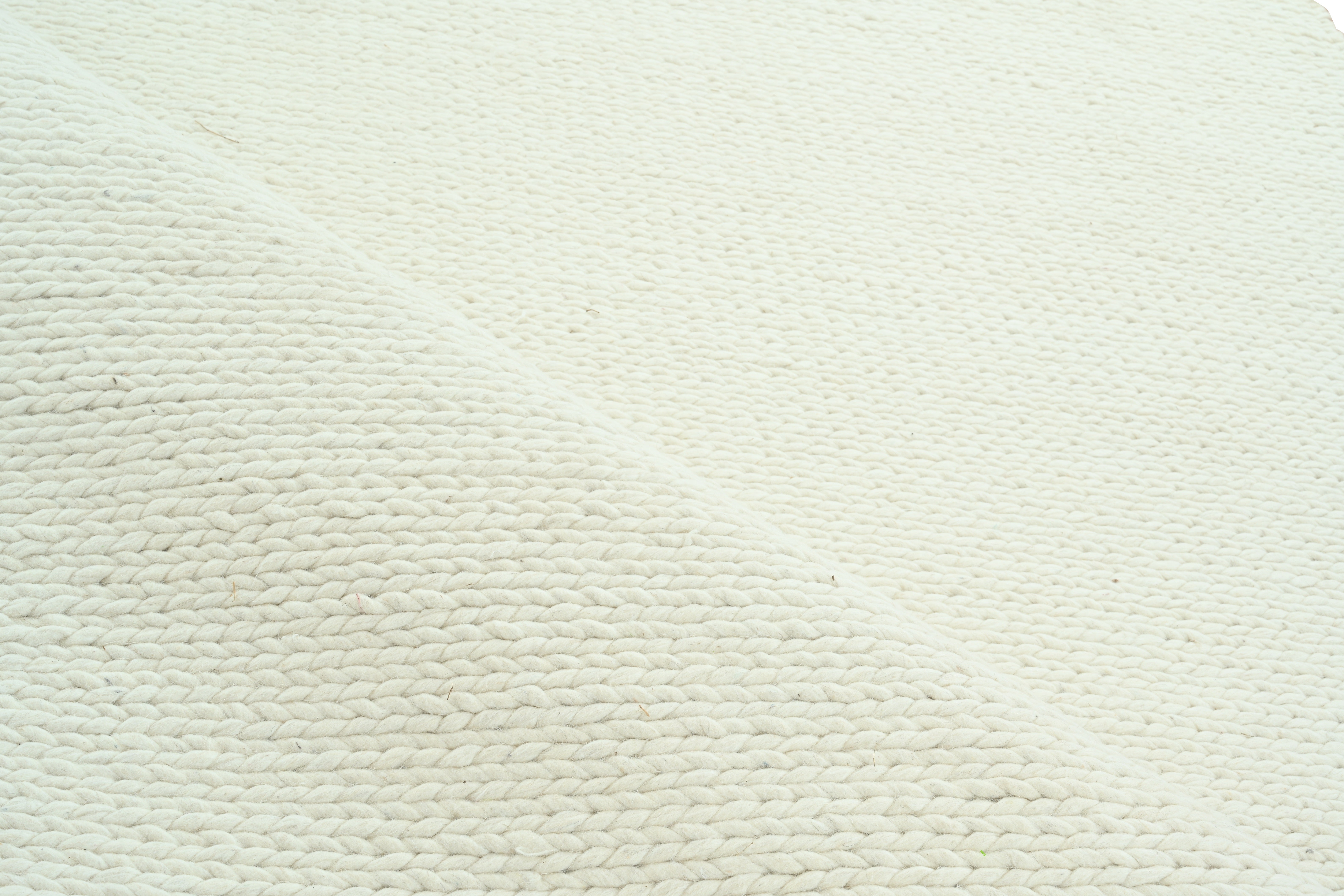 Handwoven Ivory Wool Rug, Minimalist Contemporary Handmade Carpet