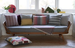 Handwoven Geometric Merino Wool Cushion Pillow, Yellow Mustard Grey