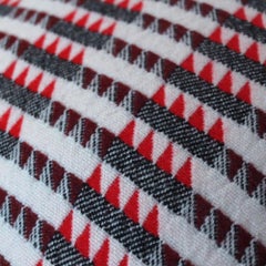 Handwoven Geometric Merino Wool Cushion Pillow, Scarlet /Burgundy/Grey