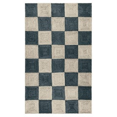Tapis Jute Block tissé à la main, 12' x 15', bleu marine et bleu ciel