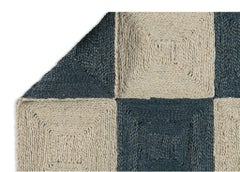 Handwoven Jute Block Rug, 15' x 20', Navy and Sky Blue