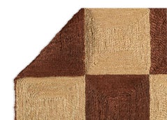 Handwoven Jute Block Rug, 5'x8', Chocolate Brown and Natural