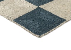 Handwoven Jute Block Rug, 8' x 10', Navy and Sky Blue