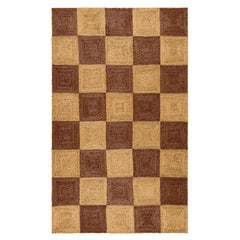 Handwoven Jute Block Rug, 9 'x 12', Chocolate Brown and Natural