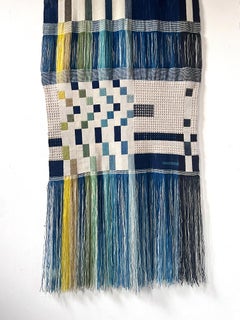 Tissé à la main  Ikat Nature Indigo & Plant Dyed Artwork Fringed