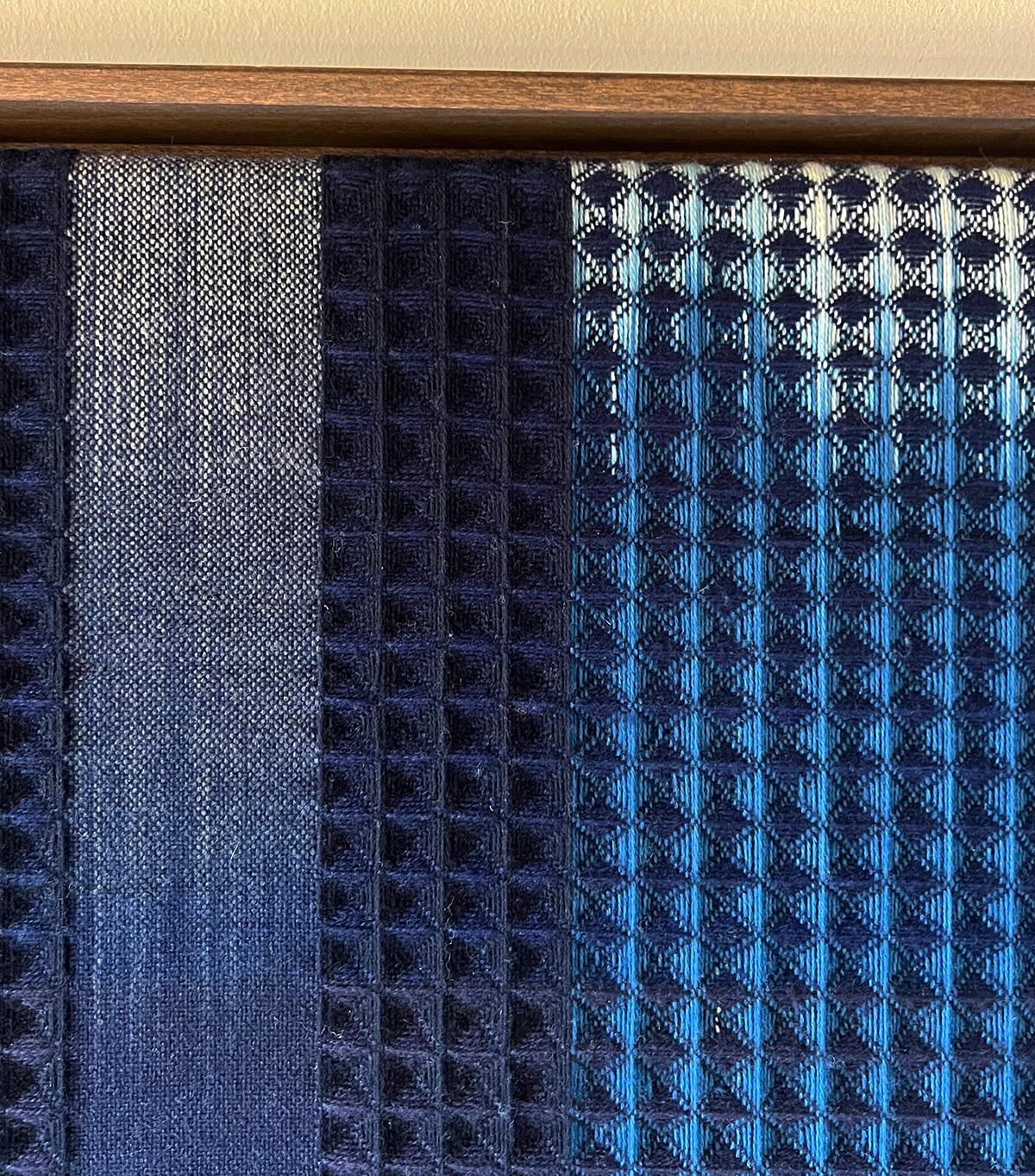 This striking contemporary piece of Handwoven textile art is one of a collection of one-off plant-dyed pieces designed and produced by British Weaver Pamela Print

This piece is dyed by hand using natural and repurposed yarns and techniques such as