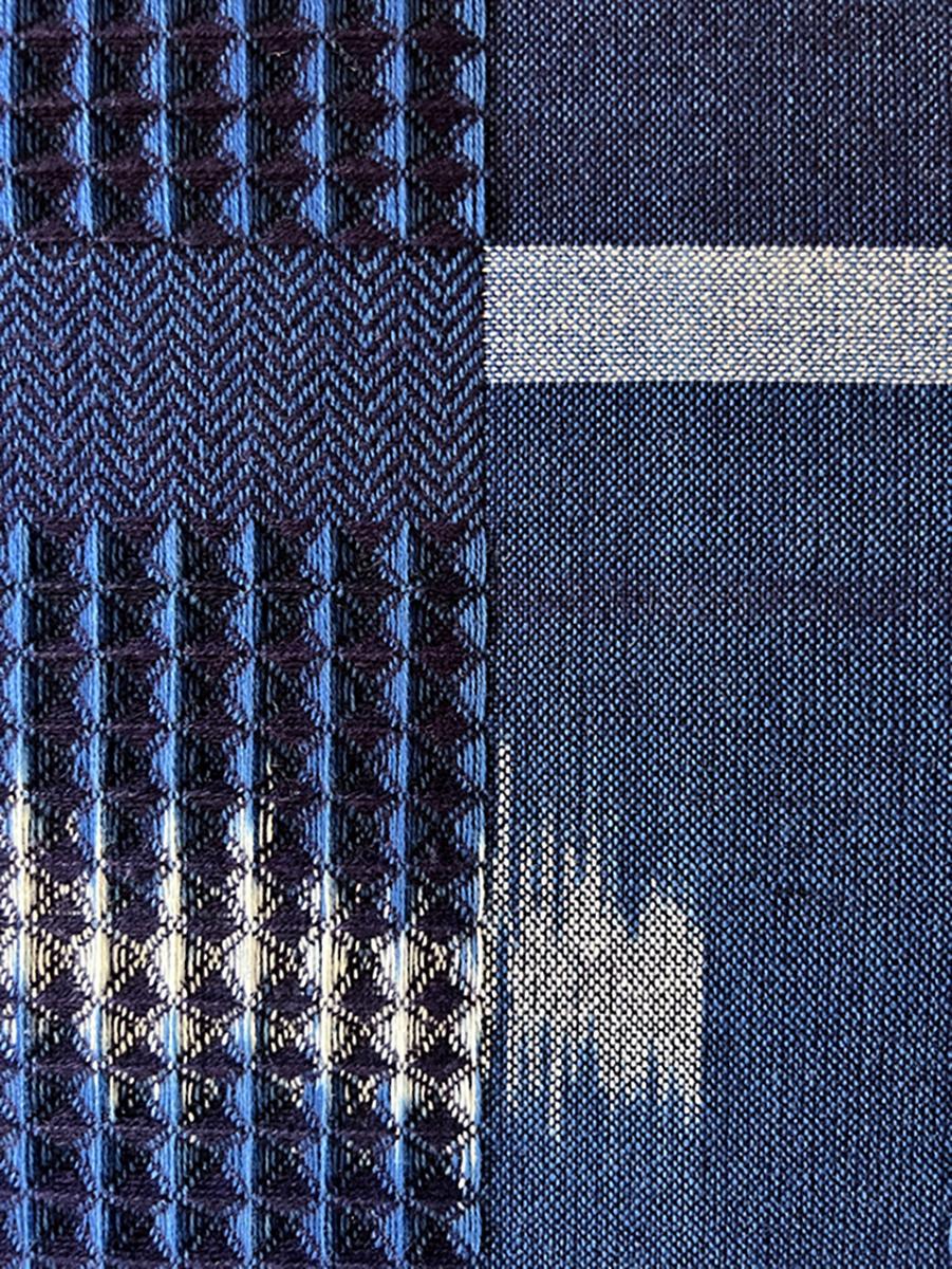 Handwoven  Ikat Natural Indigo & Plant Dyed Block Framed Artwork In New Condition For Sale In Chelmsford, GB