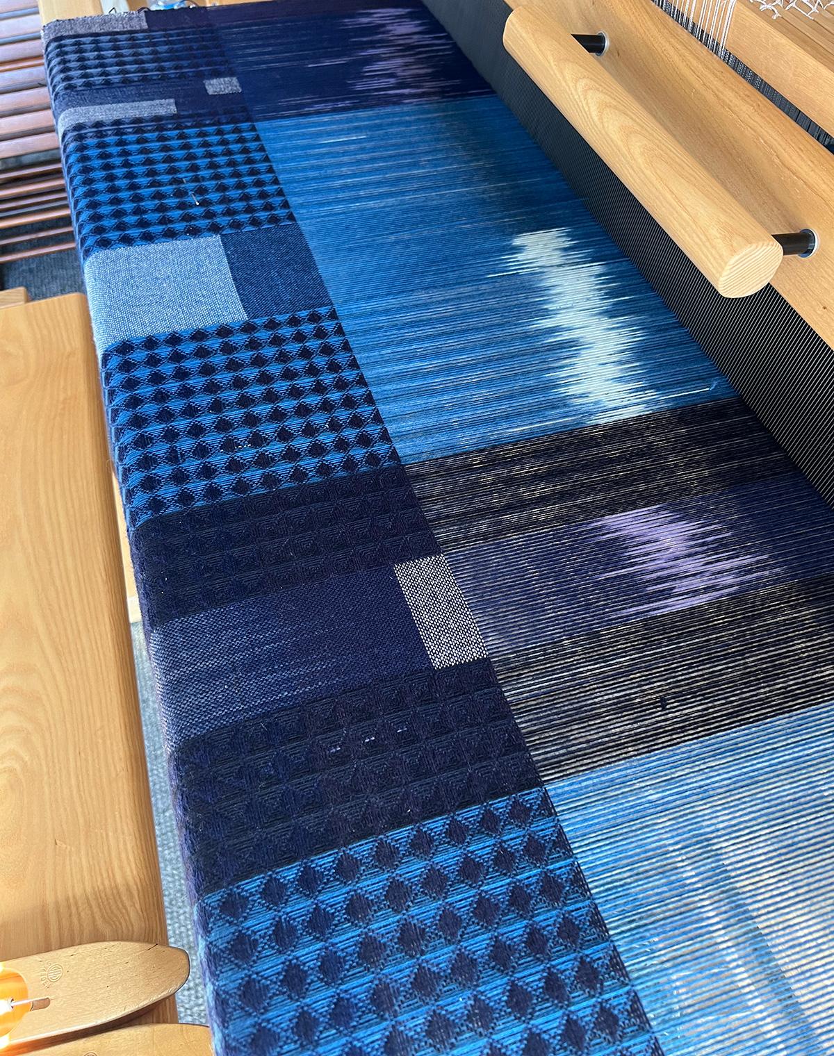 Handwoven  Ikat Natural Indigo & Plant Dyed Block Framed Artwork For Sale 2