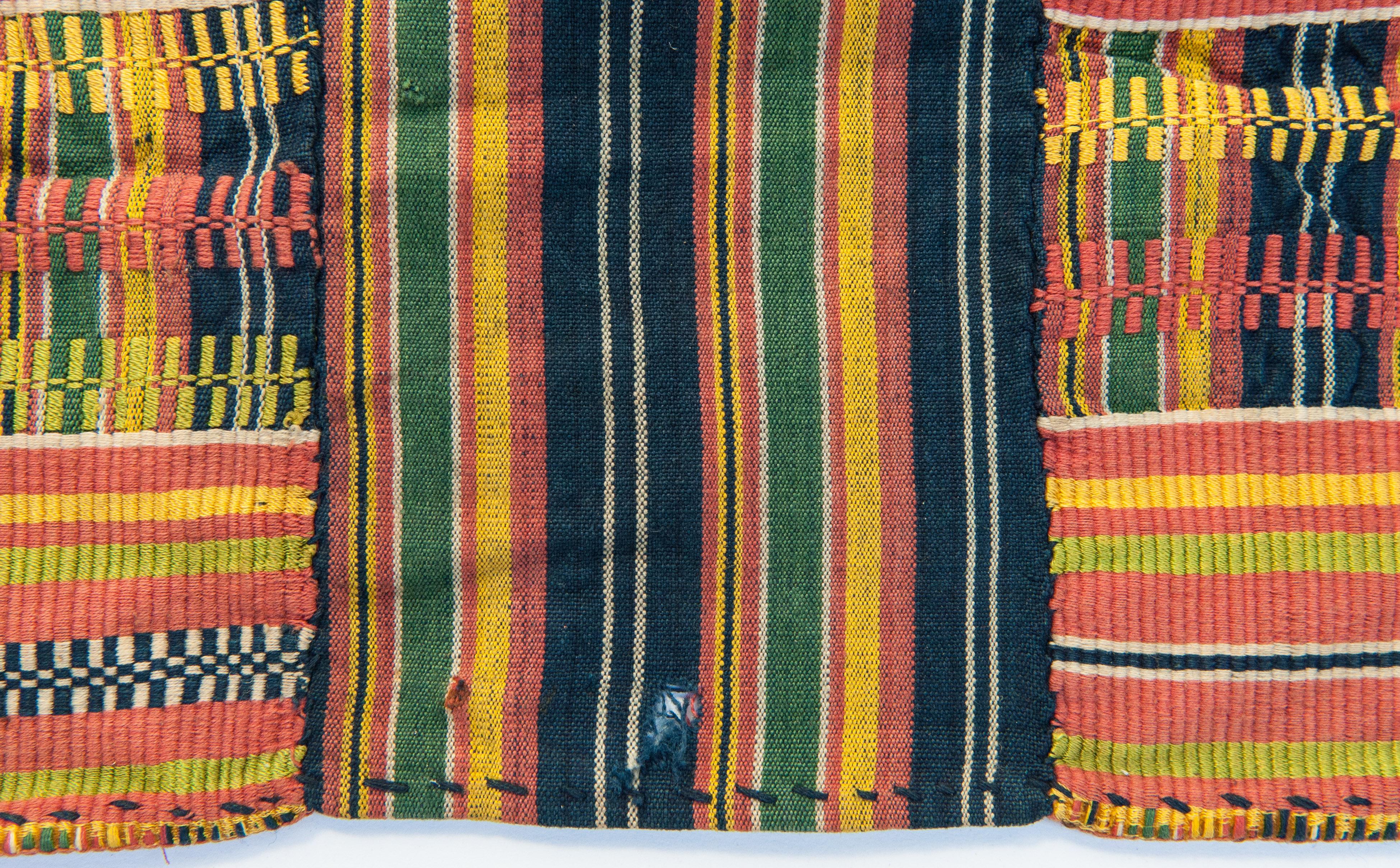 Handwoven Kente Textile, Ewe of Ghana, W. Africa, Cotton & Silk Mid-20th Century 4