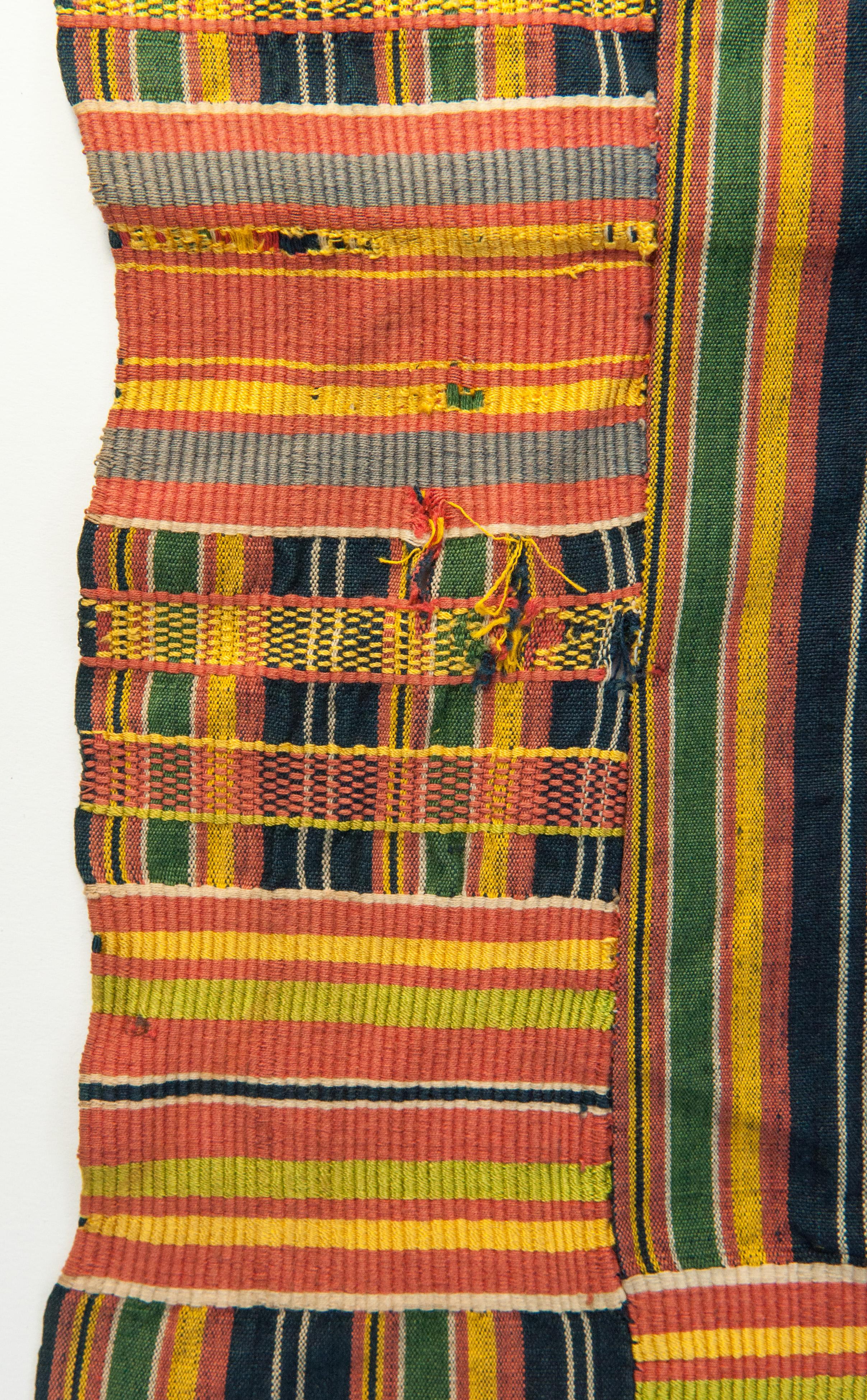 Handwoven Kente Textile, Ewe of Ghana, W. Africa, Cotton & Silk Mid-20th Century 5