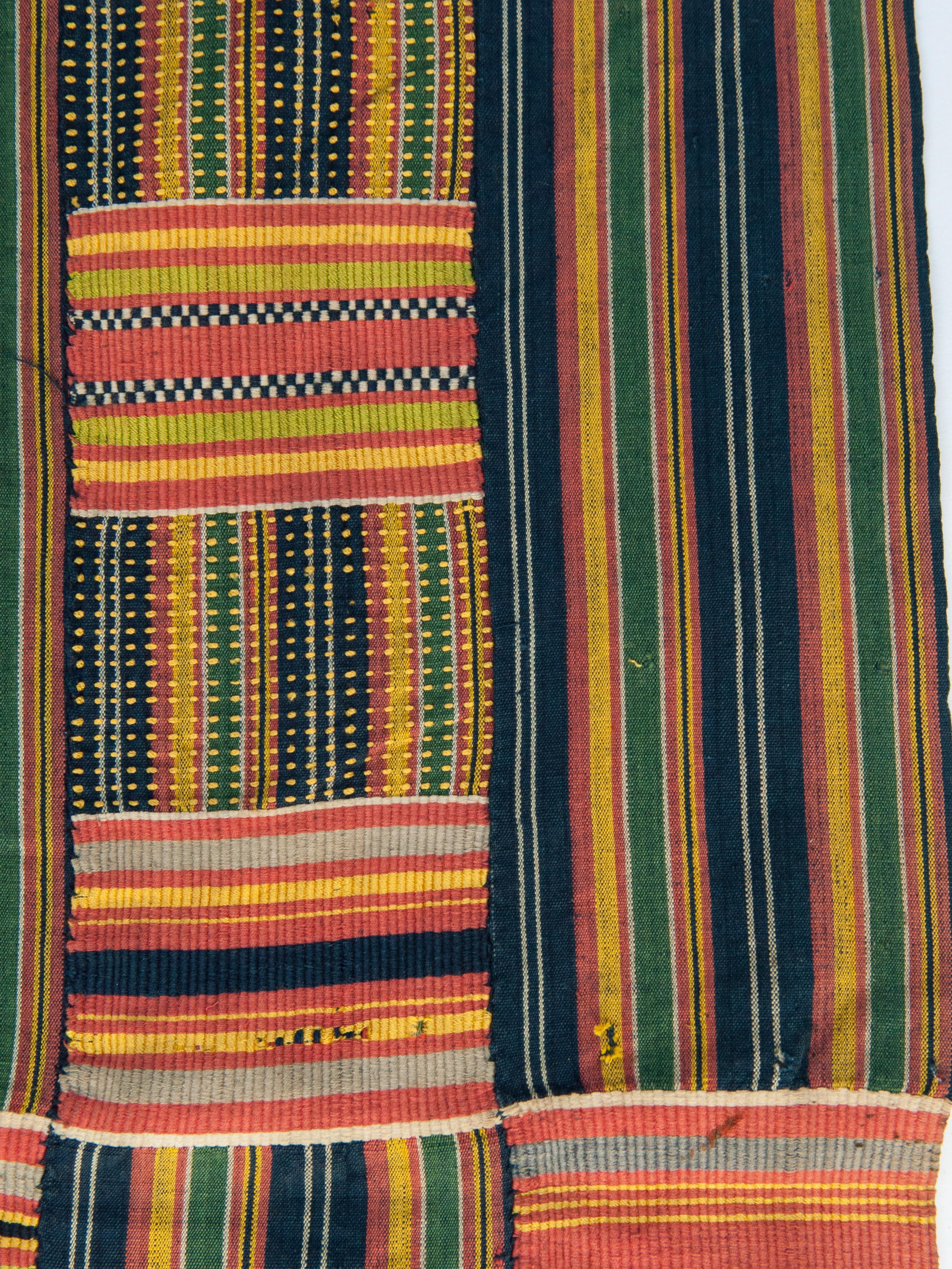 Handwoven Kente Textile, Ewe of Ghana, W. Africa, Cotton & Silk Mid-20th Century 6