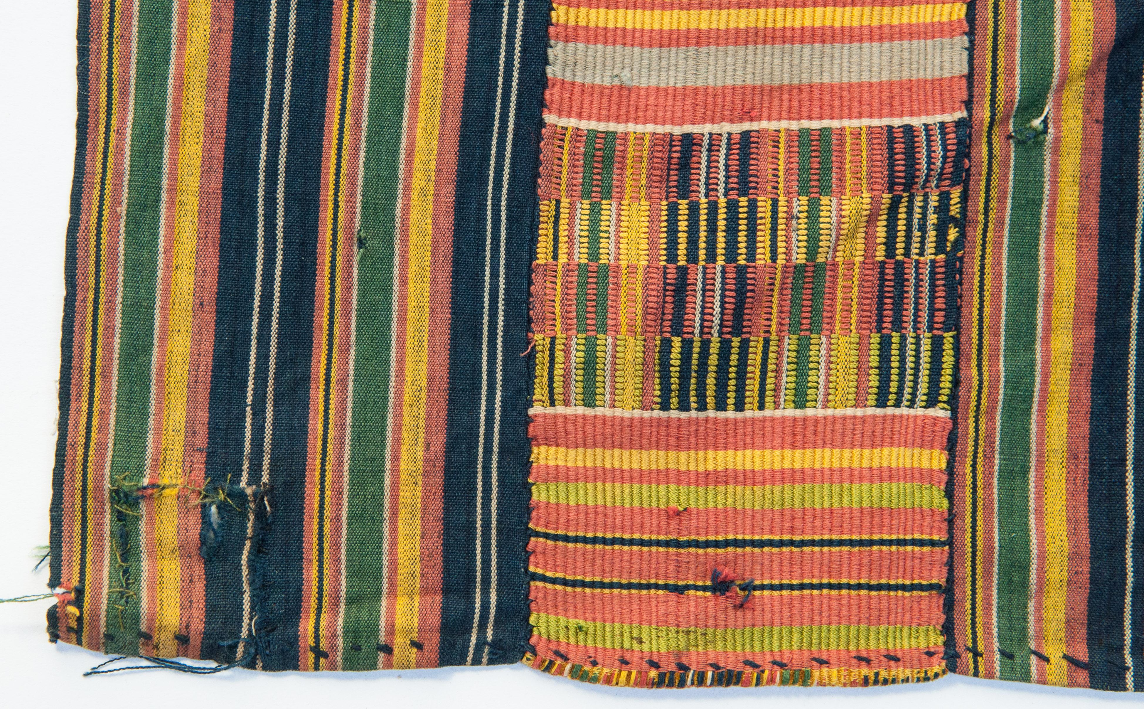 Handwoven Kente Textile, Ewe of Ghana, W. Africa, Cotton & Silk Mid-20th Century 3