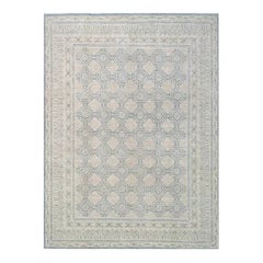 Handwoven Khotan Wool Area Rug with Traditional Floral Motifs, 9'1" x 12'1"