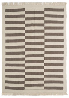8x10.7 ft Handwoven Kilim Rug in Natural Undyed Wool – Modern Geometric Design