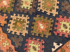 Handwoven Kilims Antique Caucasian Kilim Rug Geometric Wool Carpet