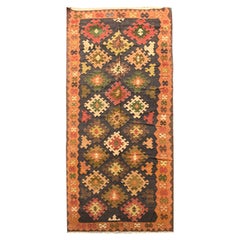 Handwoven Kilims Antique Caucasian Kilim Rug Geometric Wool Carpet