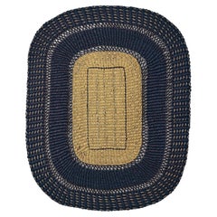 Handwoven Large Table Mat, Blue Black, Rich African Inspired Dining