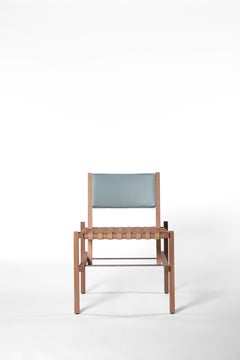 Silla tejida a mano en cuero y madera maciza de Brasil por +55design