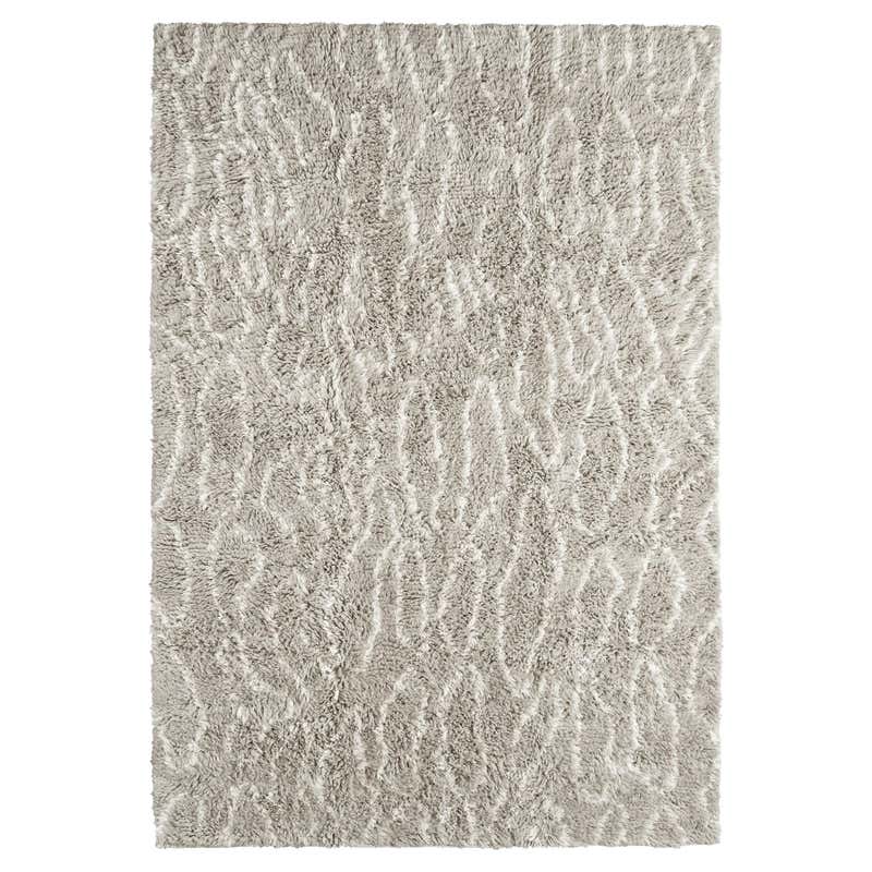 Handwoven Shaggy Labyrinth Wool Rug Grey Small For Sale at 1stDibs