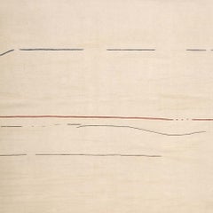 21st Century Anatolian Handwoven Light Colored Abstract Wavy Kilim Carpet Lines