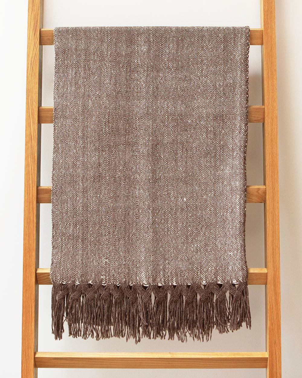 Hand-Woven Handwoven Llama Wool & Silk Double Fringe Throw Pillow from Patagonia, in Stock For Sale