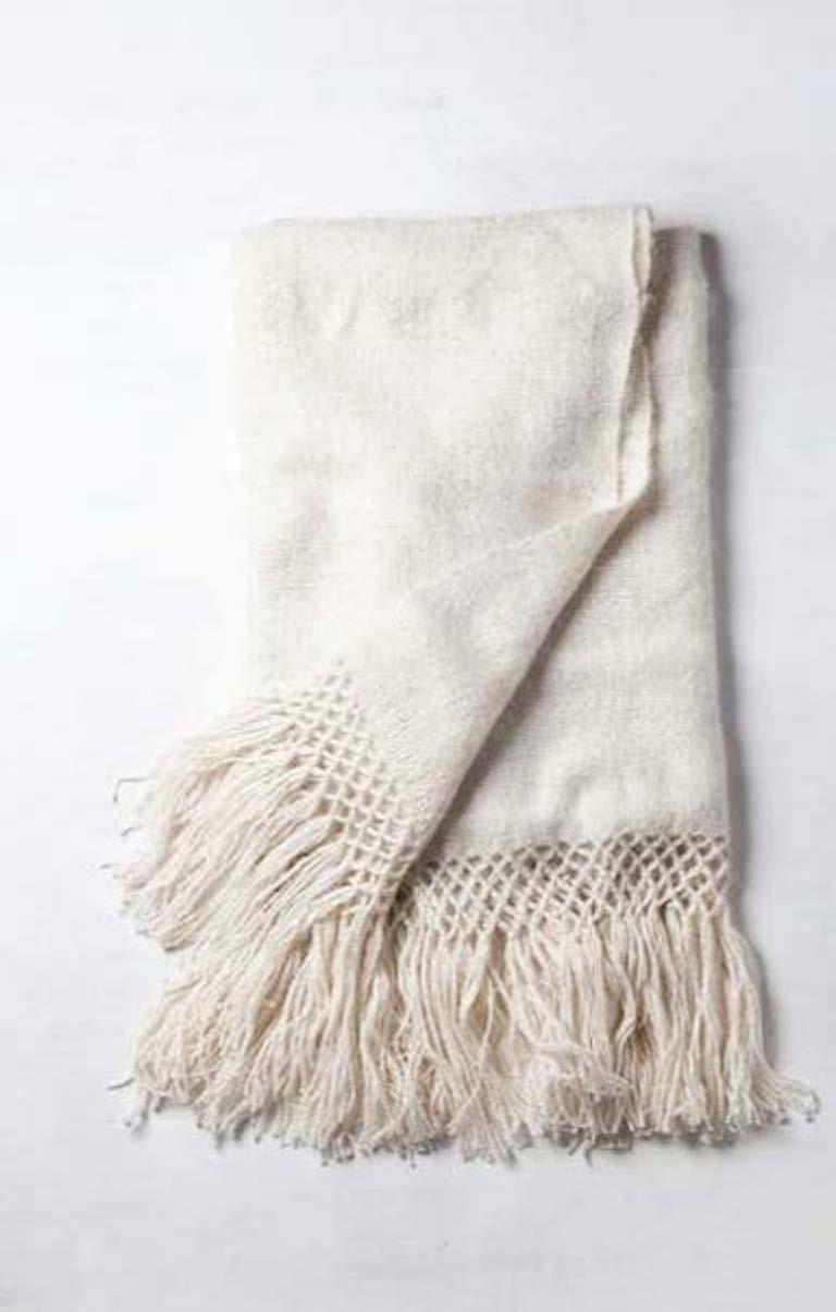 Handwoven Llama Wool Throw in Camel Made in Argentina, In Stock For Sale 1