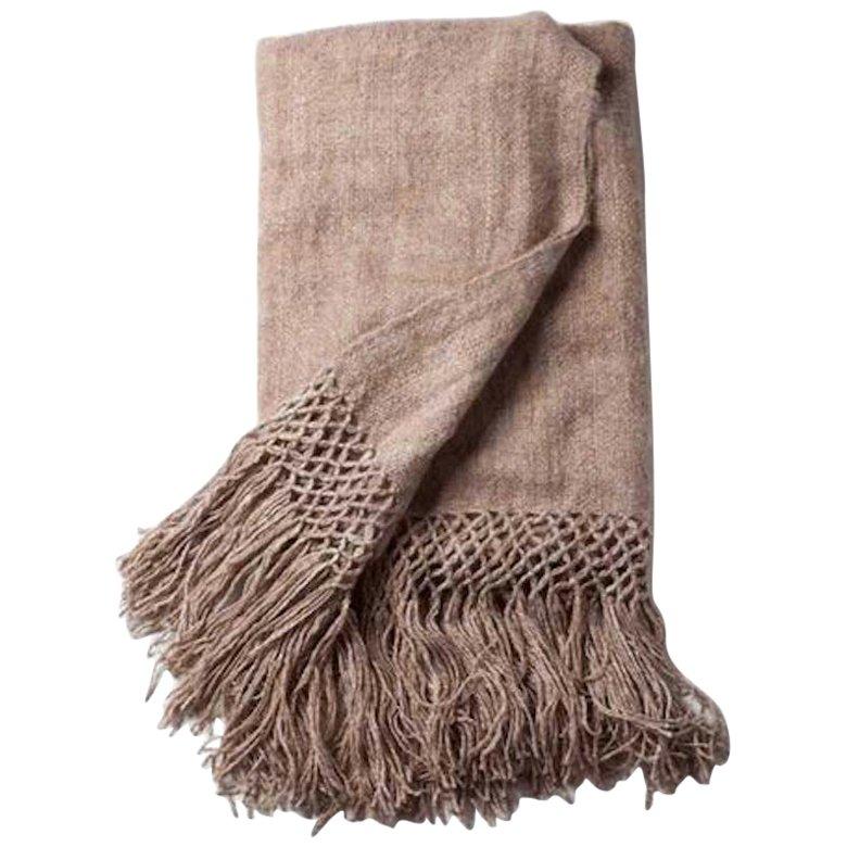 Handwoven Llama Wool Throw in Camel Made in Argentina, In Stock