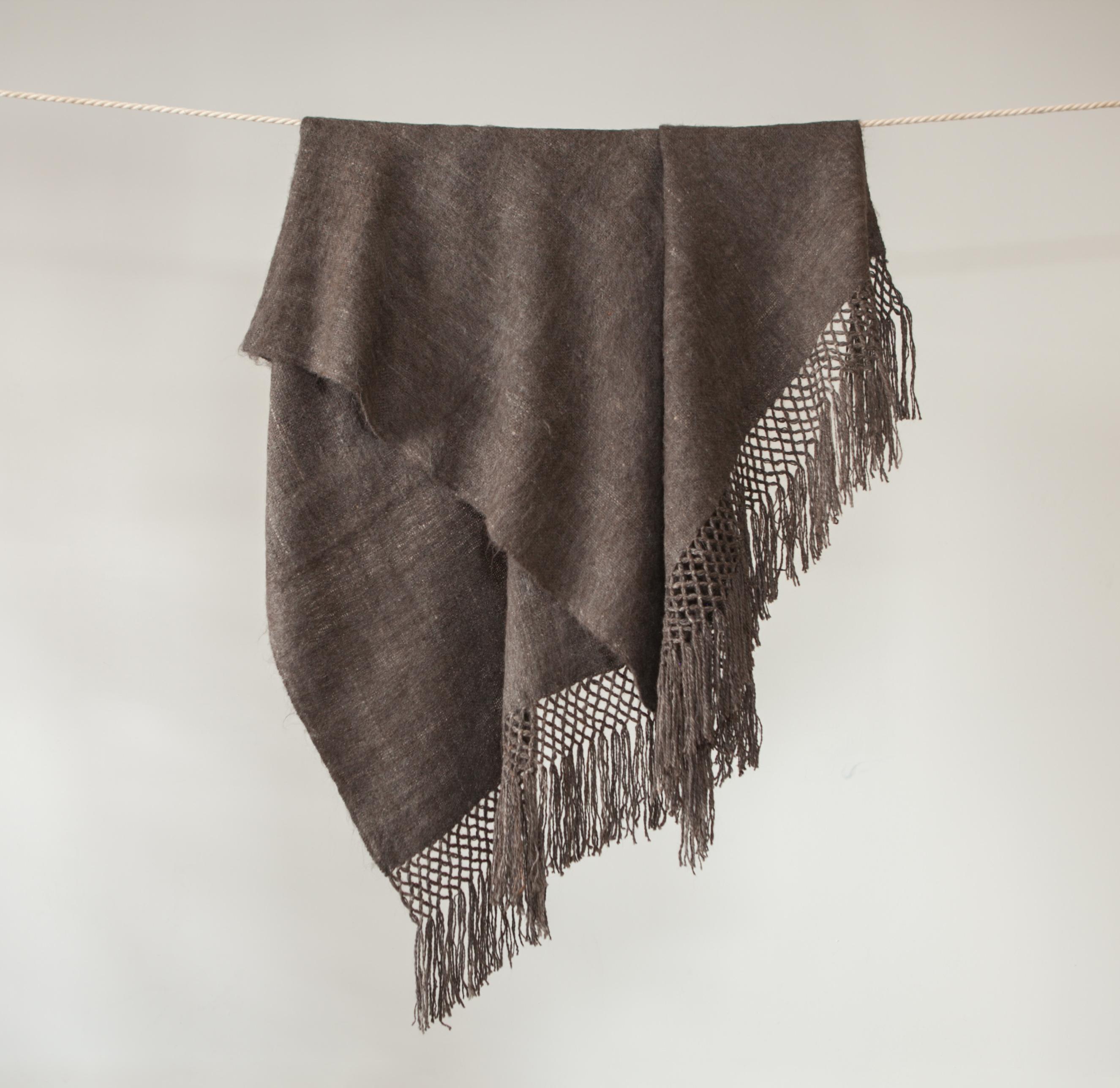 Handwoven Llama Wool Throw in Dark Brown Made in Argentina, In Stock In New Condition In West Hollywood, CA