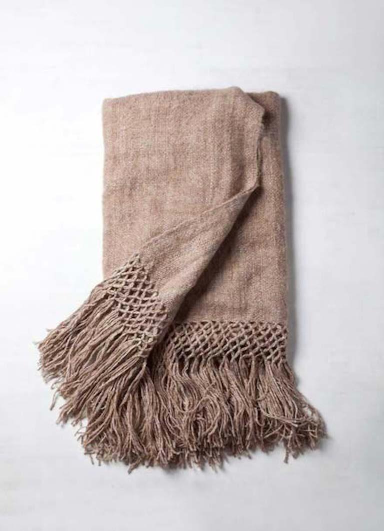 Handwoven Llama Wool Throw in Dark Brown Made in Argentina, In Stock 2