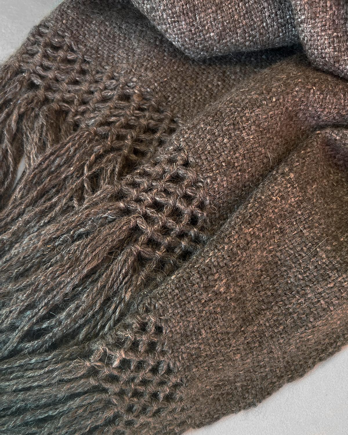 Hand-Woven Handwoven Llama Wool Throw in Dark Brown Made in Argentina, In Stock