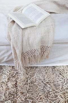 Handwoven Llama Wool Throw in Ivory Made in Argentina, In Stock