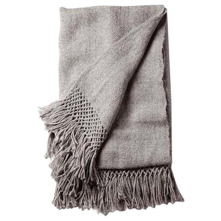 Handwoven Llama Wool Throw in Silver Made in Argentina, In Stock