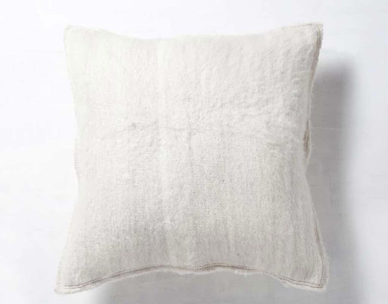 Hand-Woven Handwoven Llama Wool Throw Pillow in Ivory, Made in Argentina, in Stock