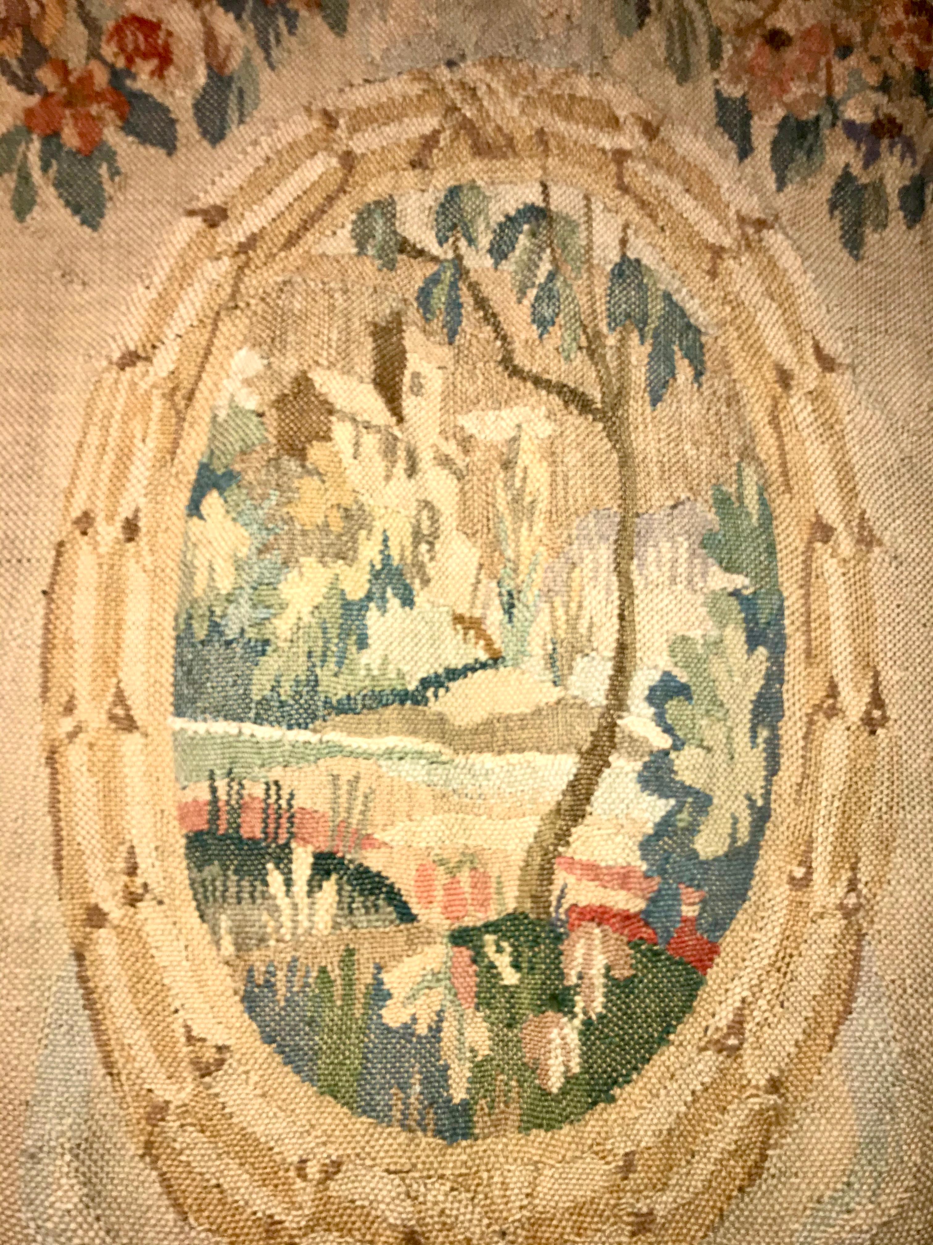 Handwoven Louis XVI Style Floral Tapestry In Good Condition In Nashville, TN
