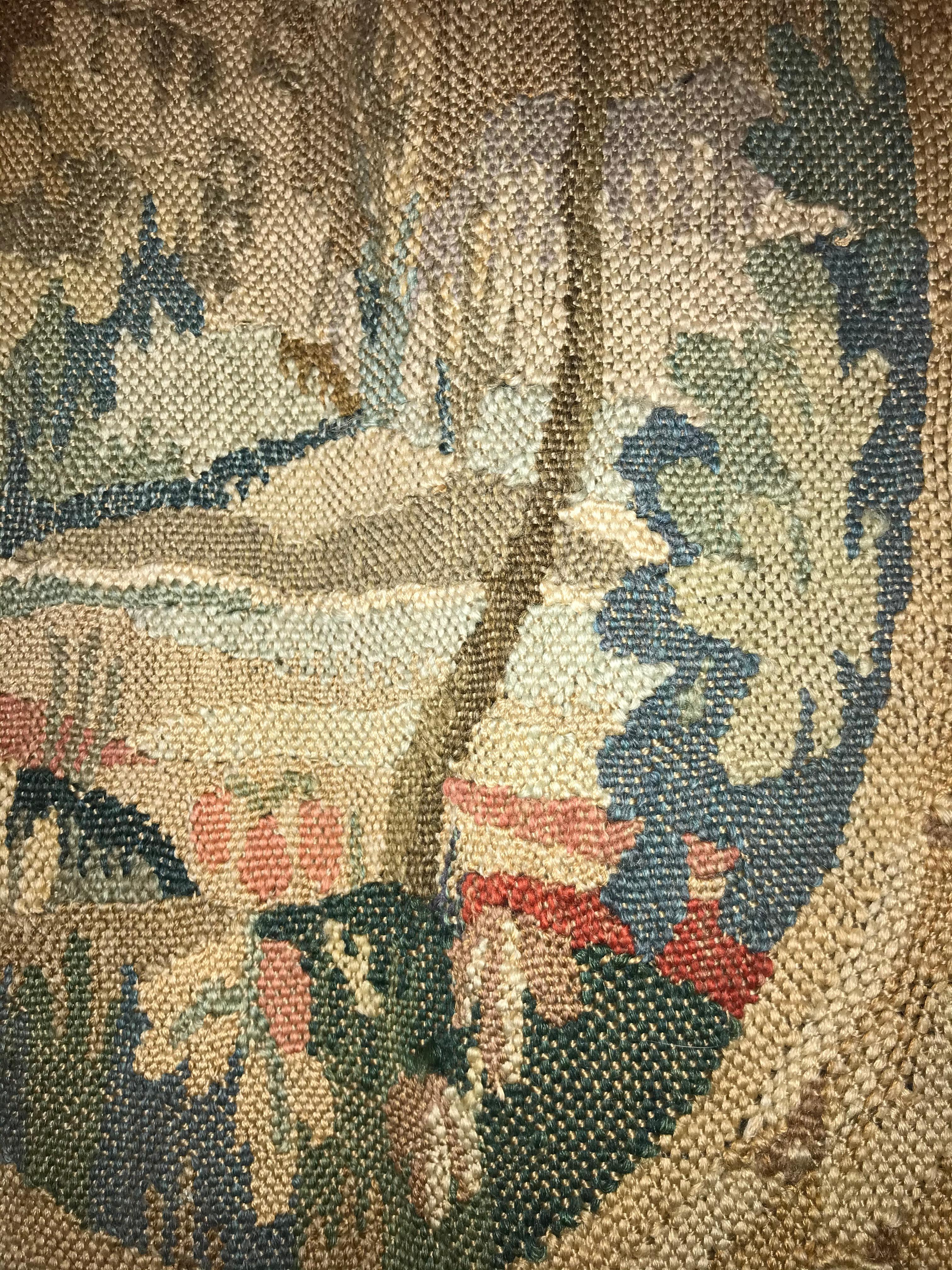 Wool Handwoven Louis XVI Style Floral Tapestry
