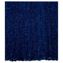 Handwoven Marine Blue Wool Rug, Organic Modern Textured Style, in Stock