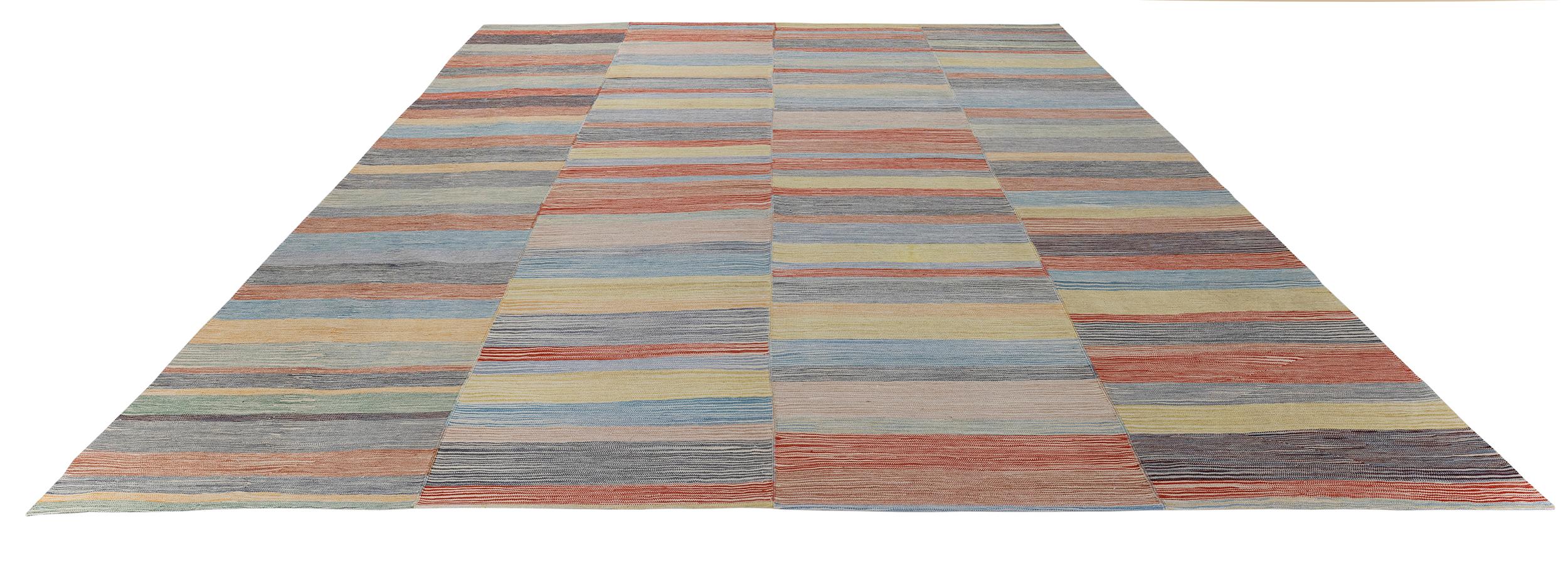 Alfombra tejida a mano en tejido plano Mazandaran pastel Lana en venta
