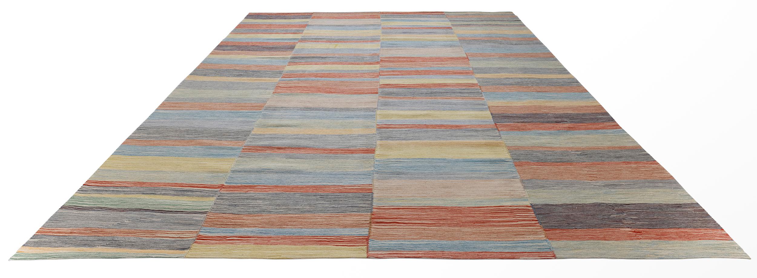 Alfombra tejida a mano en tejido plano Mazandaran pastel en venta 1