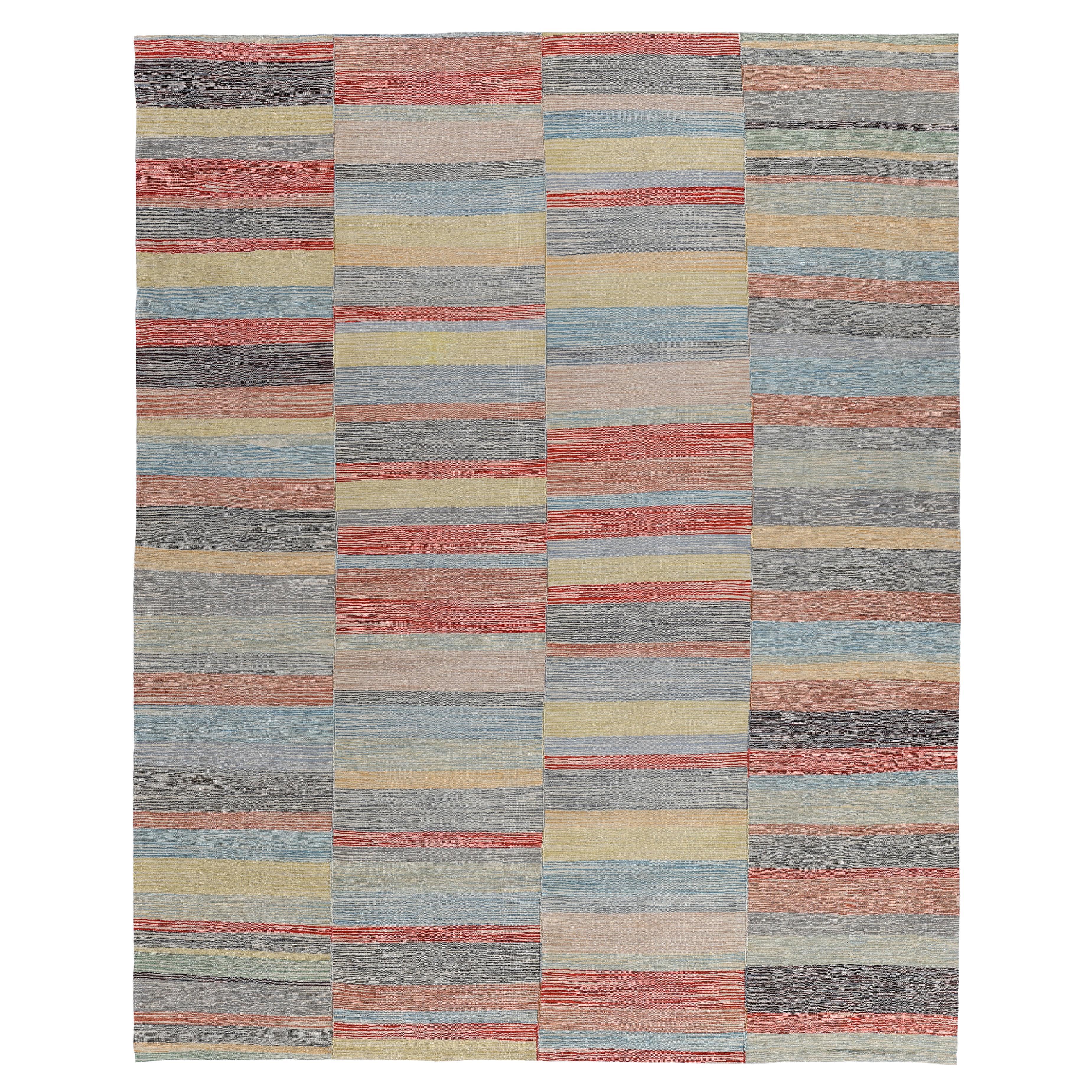 Alfombra tejida a mano en tejido plano Mazandaran pastel en venta