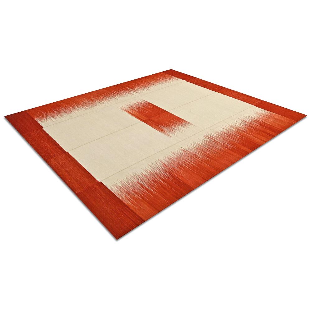 Woven 21st Century Fiery Red Handwoven Mazandaran Kilim Carpet For Sale